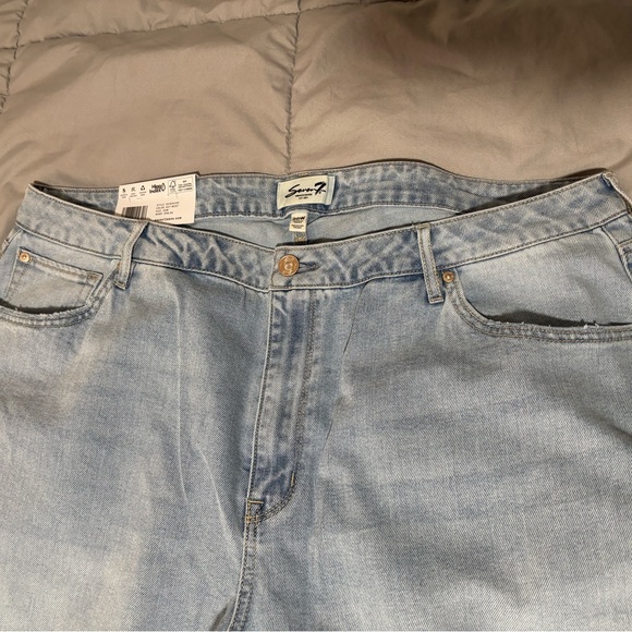 Seven7 Light Blue Straight Jeans with Tan Patch NWT - Picture 5 of 5